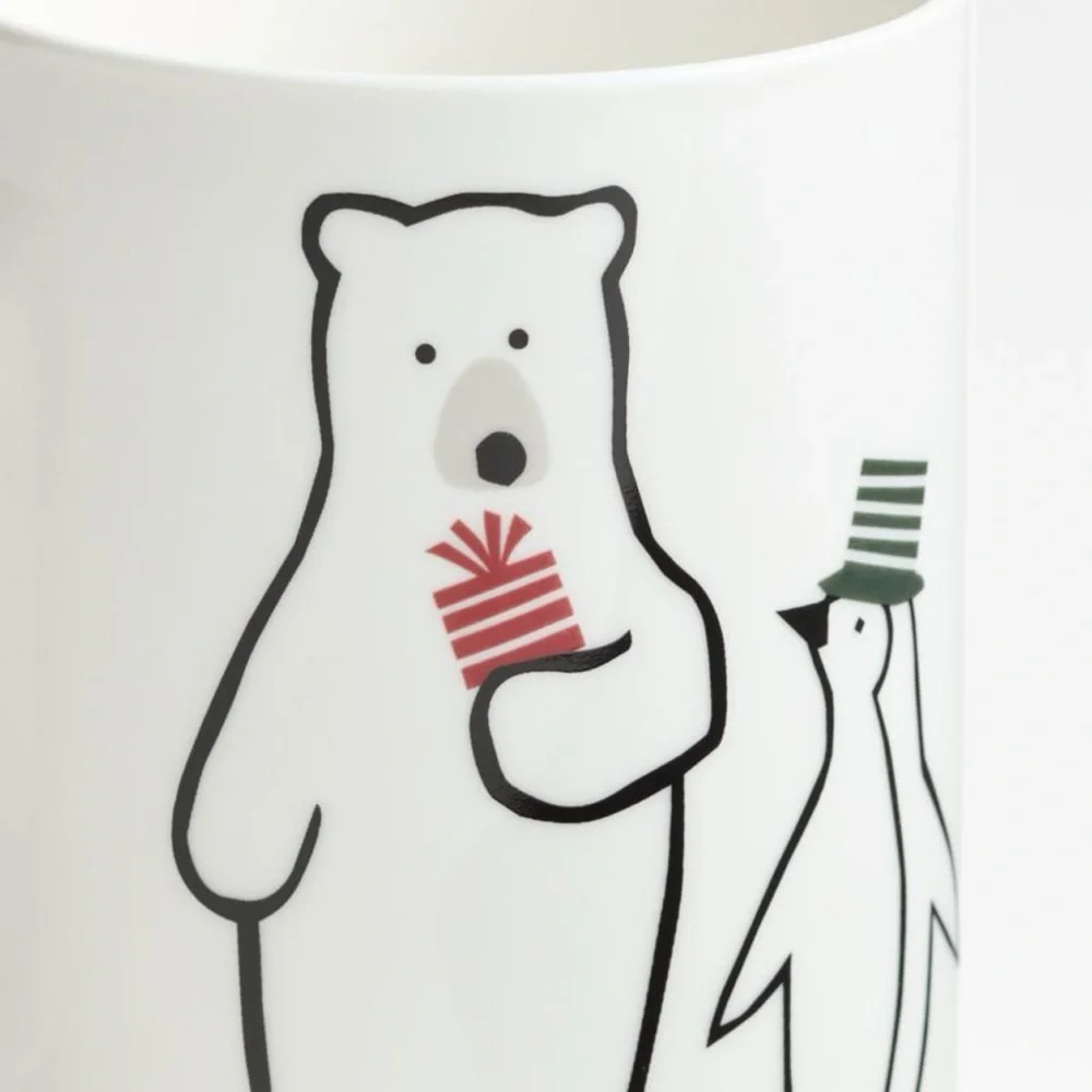 Crate&Barrel Joan Anderson 12-oz. Arctic Friends Bear and Penguin Christmas Mug
